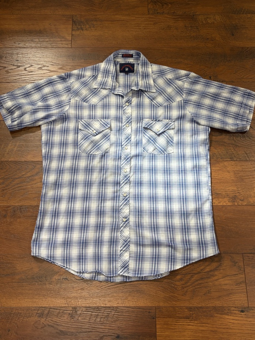 Rock Creek Ranch Men's Short-Sleeve Plaid Button-Down Shirt Blue & White